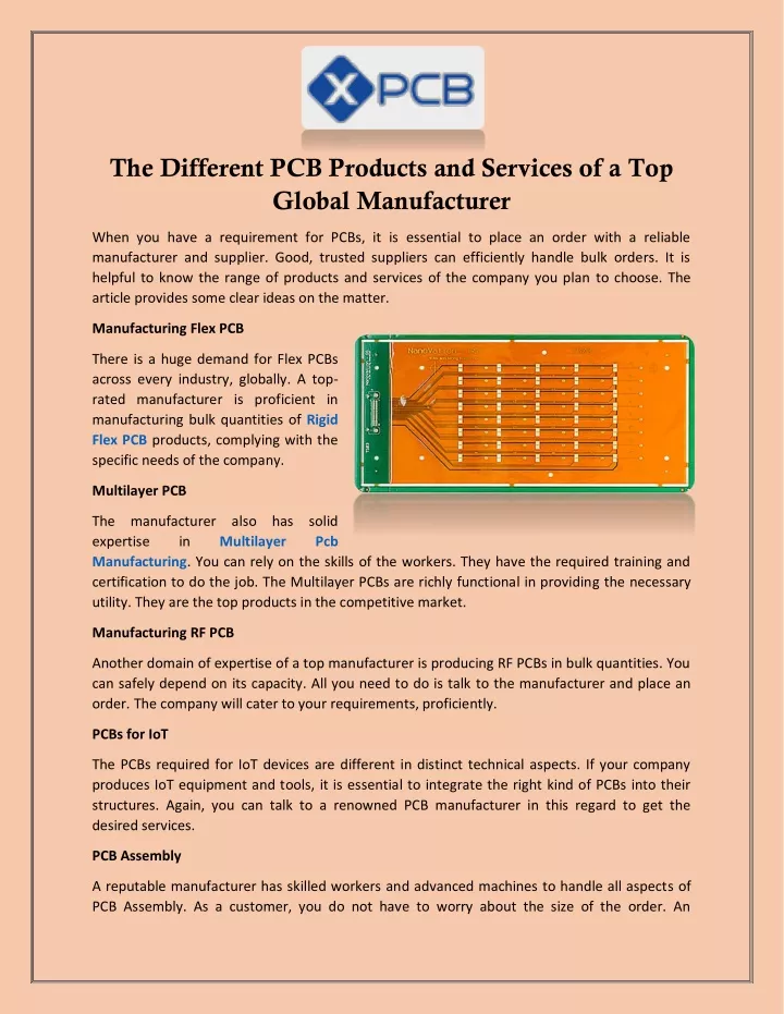 the different pcb products and services