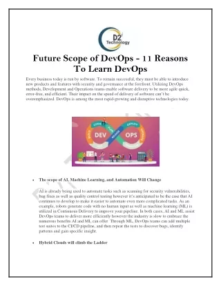 Know the Future Scope of DevOps