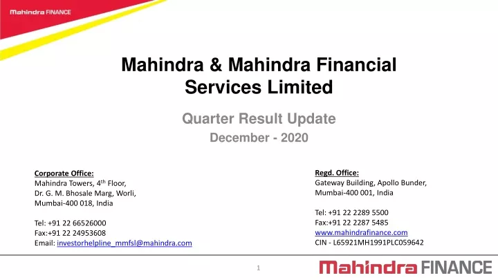 mahindra mahindra financial services limited