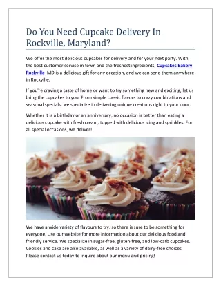 Do You Need Cupcake Delivery In Rockville | Gwenie’s Pastries