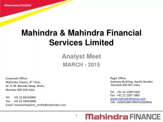 Mahindra Finance analyst meet