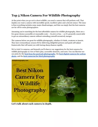 Top 5 Nikon Camera For Wildlife Photography