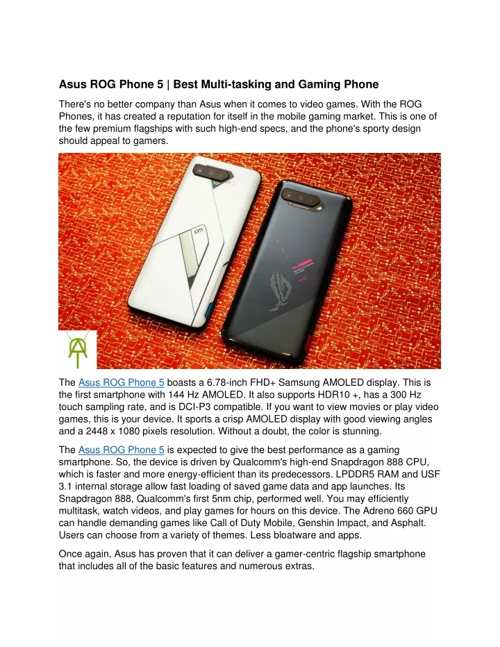 asus rog phone 5 best multi tasking and gaming