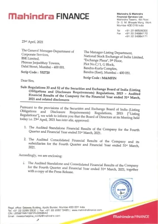 mahindrafinance covering letter