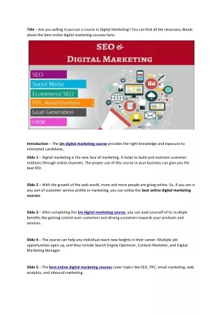 iim digital marketing course