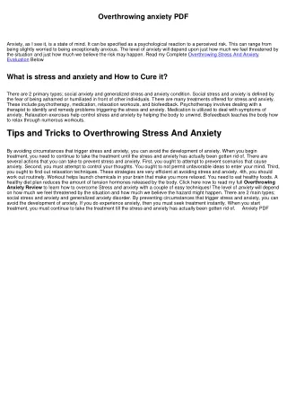 Anxiety and Stress Tricks