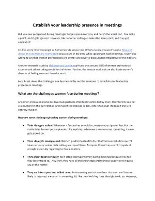 Establish your leadership presence in meetings