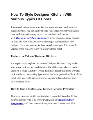 how to style designer kitchen with various types