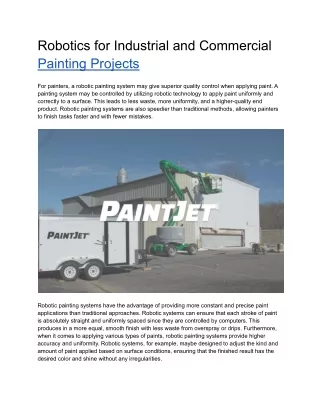 Robotics for Industrial and Commercial Painting Projects
