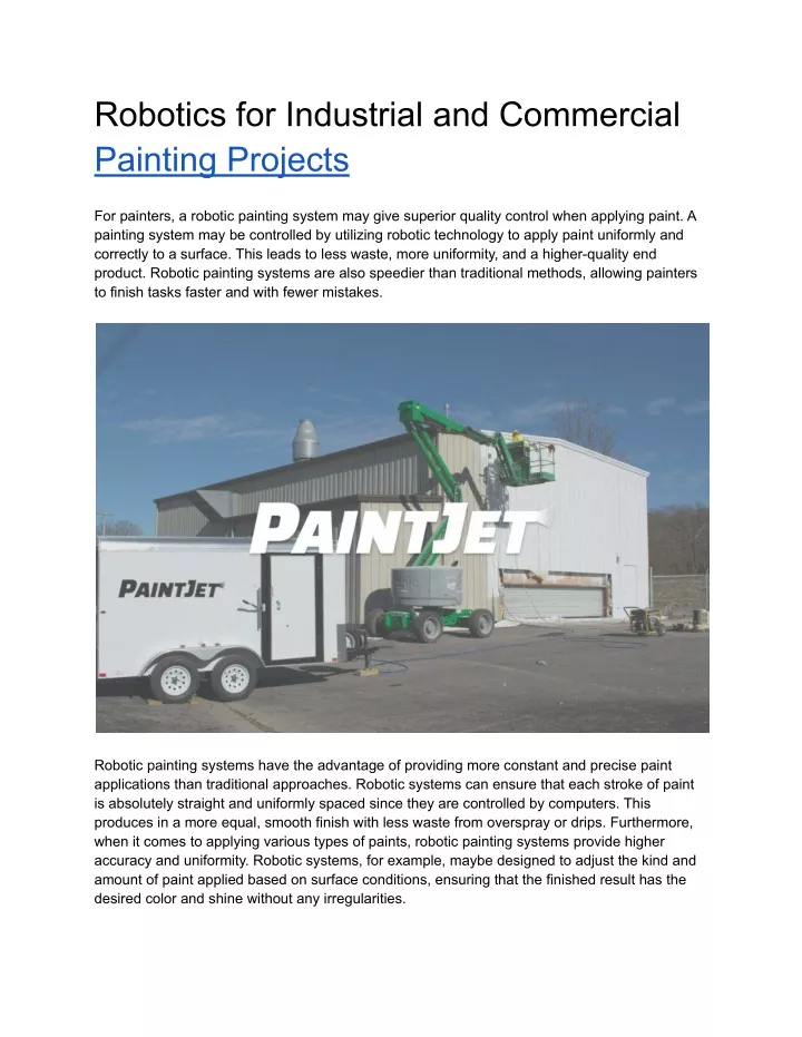 robotics for industrial and commercial painting