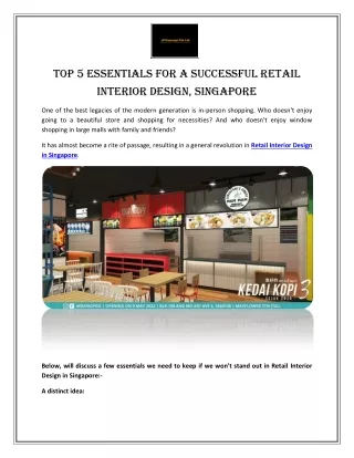 Top 5 Essentials For A Successful Retail Interior Design , Singapore