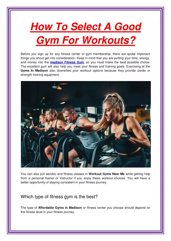 how to select a good gym for workouts
