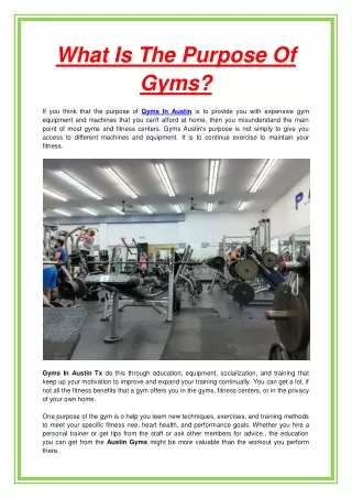 what is the purpose of gyms