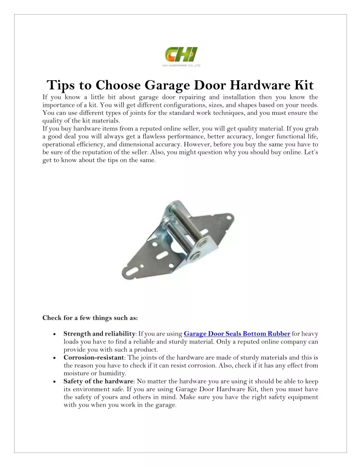 tips to choose garage door hardware