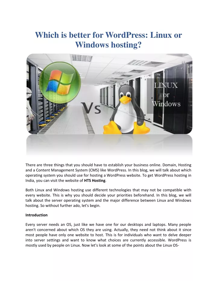 which is better for wordpress linux or windows