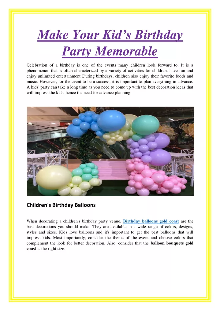 make your kid s birthday party memorable