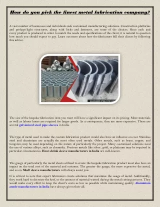 How do you pick the finest metal fabrication company?