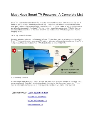 Must Have Smart TV Features A Complete List