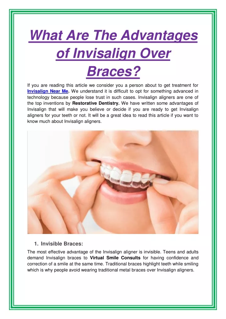 what are the advantages of invisalign over braces