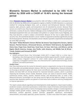 biometric sensors market is estimated