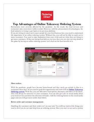 top advantages of online takeaway ordering system