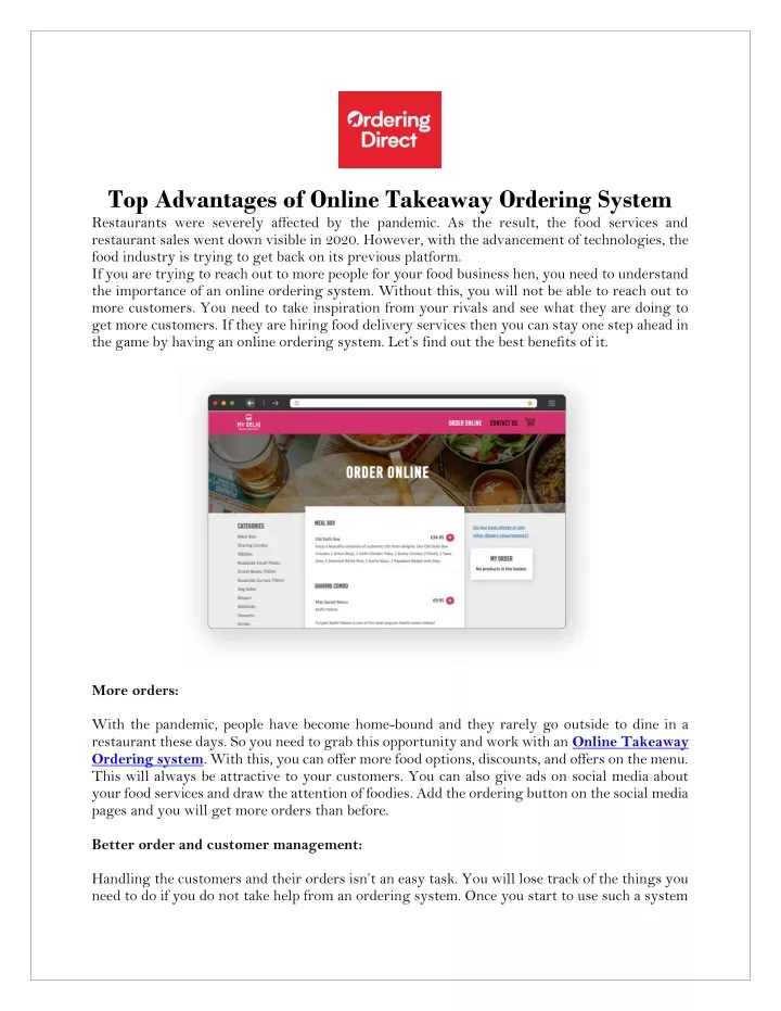 top advantages of online takeaway ordering system