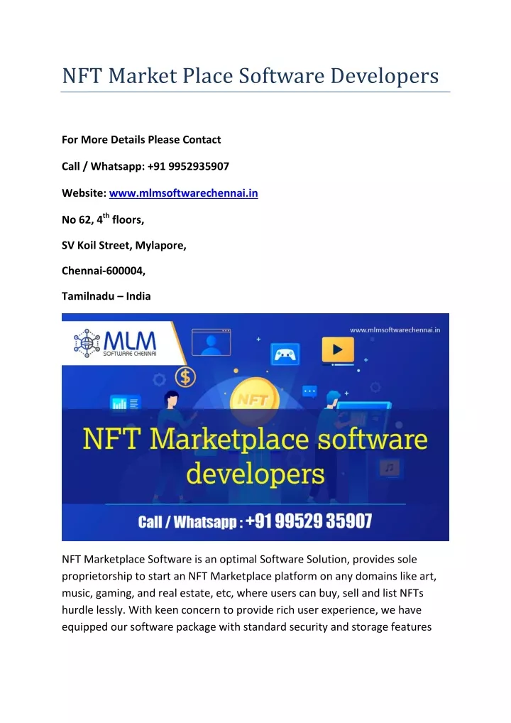 nft market place software developers