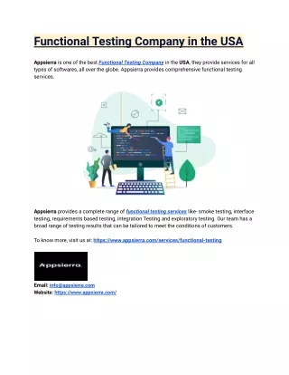 functional testing company in the usa
