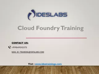 Cloud Foundry Training - IDESTRAININGS