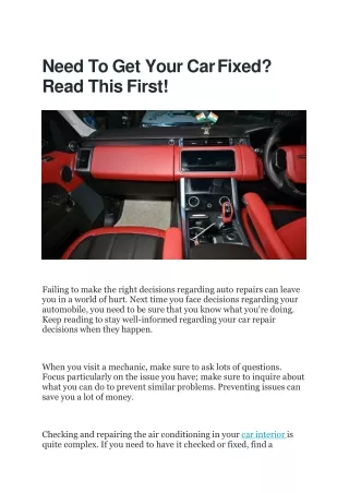 Need To Get fixed your Car Interior Decoration