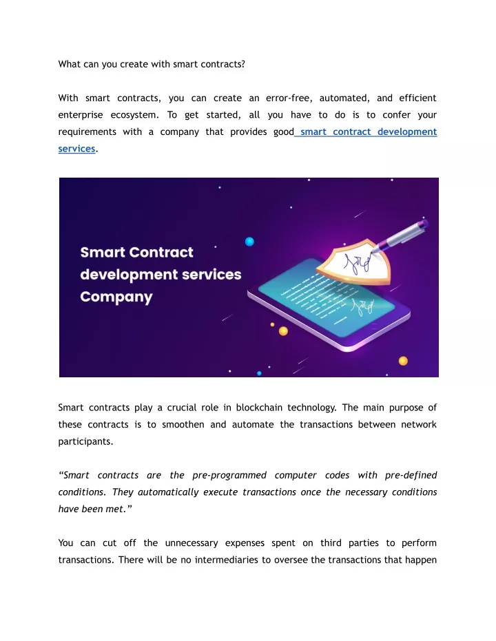 what can you create with smart contracts