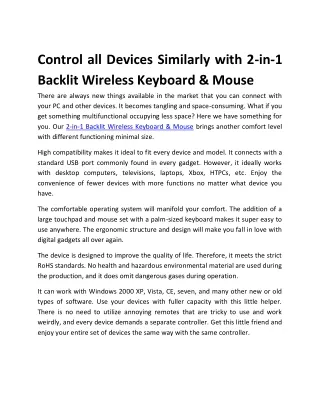 control all devices similarly with 2 in 1 backlit