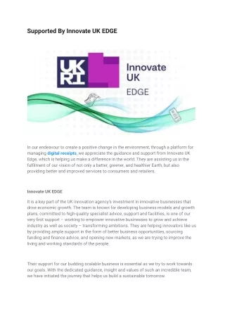 Supported By Innovate UK EDGE