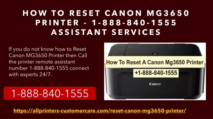 how to reset canon mg3650 printer 1 888 840 1555 assistant services