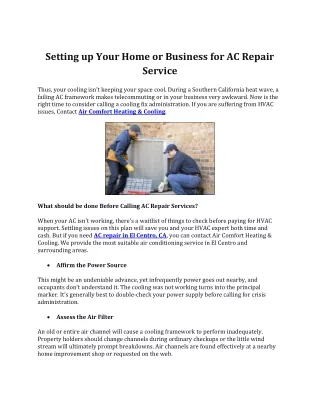 Setting up Your Home or Business for AC Repair Service