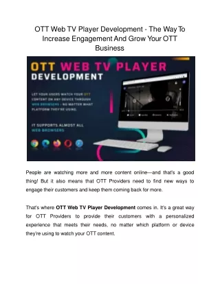 OTT Web TV Player Development - The Way To Increase Engagement And Grow Your OTT