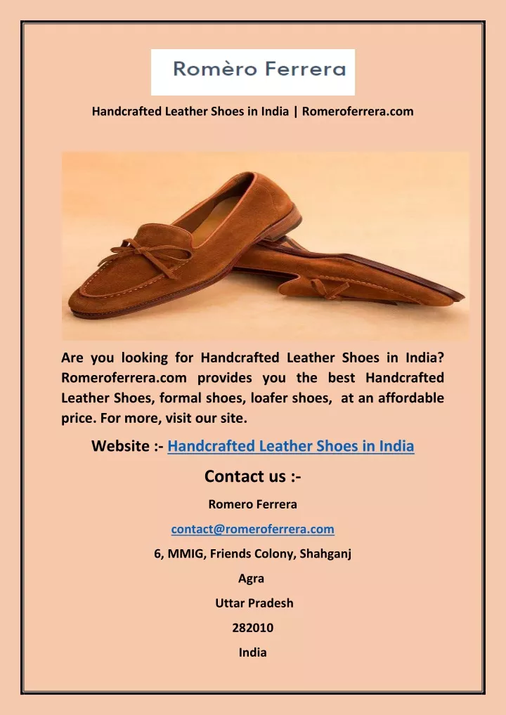handcrafted leather shoes in india romeroferrera