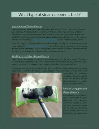 what type of steam cleaner is best