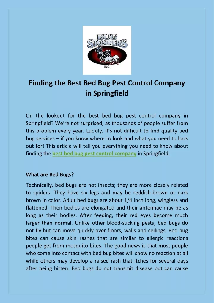 finding the best bed bug pest control company