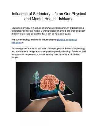 Influence of Sedentary Life on Our Physical and Mental Health - Ishkama