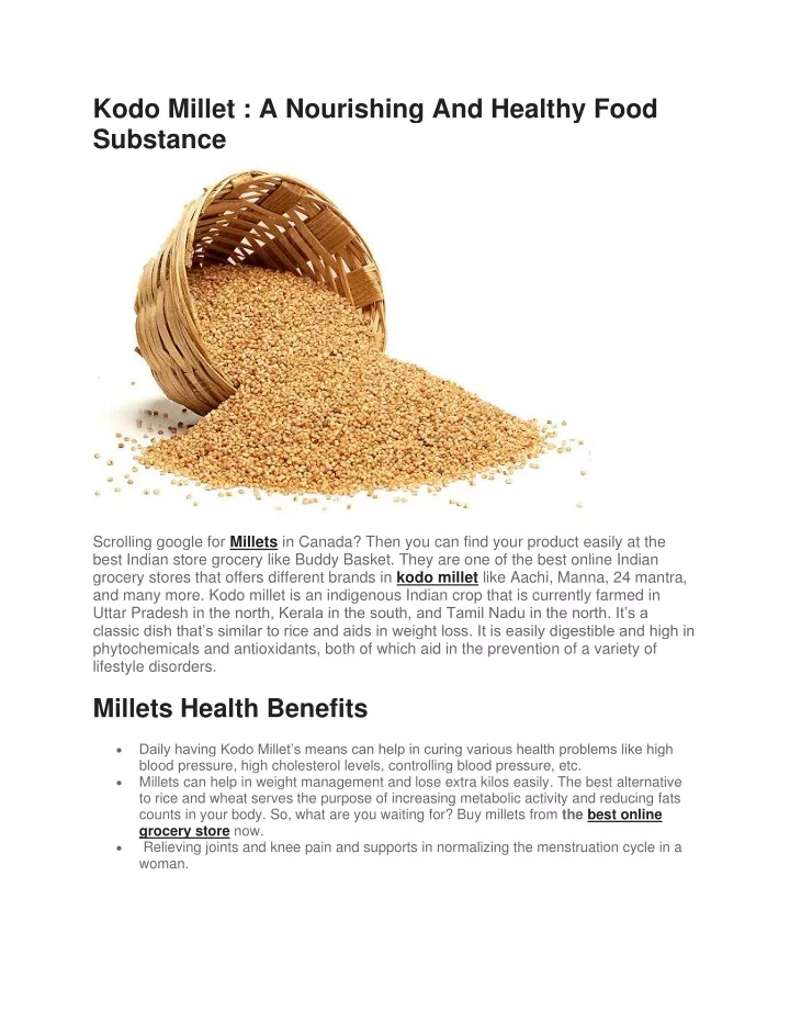 kodo millet a nourishing and healthy food