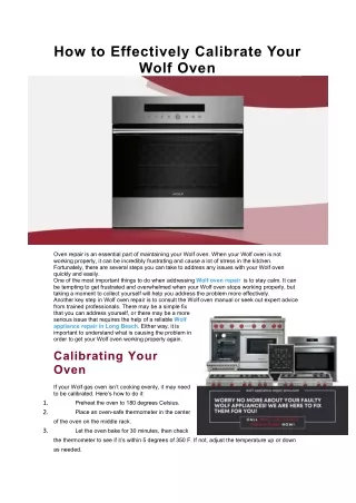 How to Effectively Calibrate Your Wolf Oven