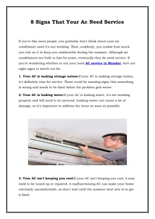 8 signs that your ac need service