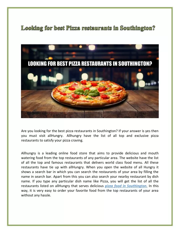 are you looking for the best pizza restaurants