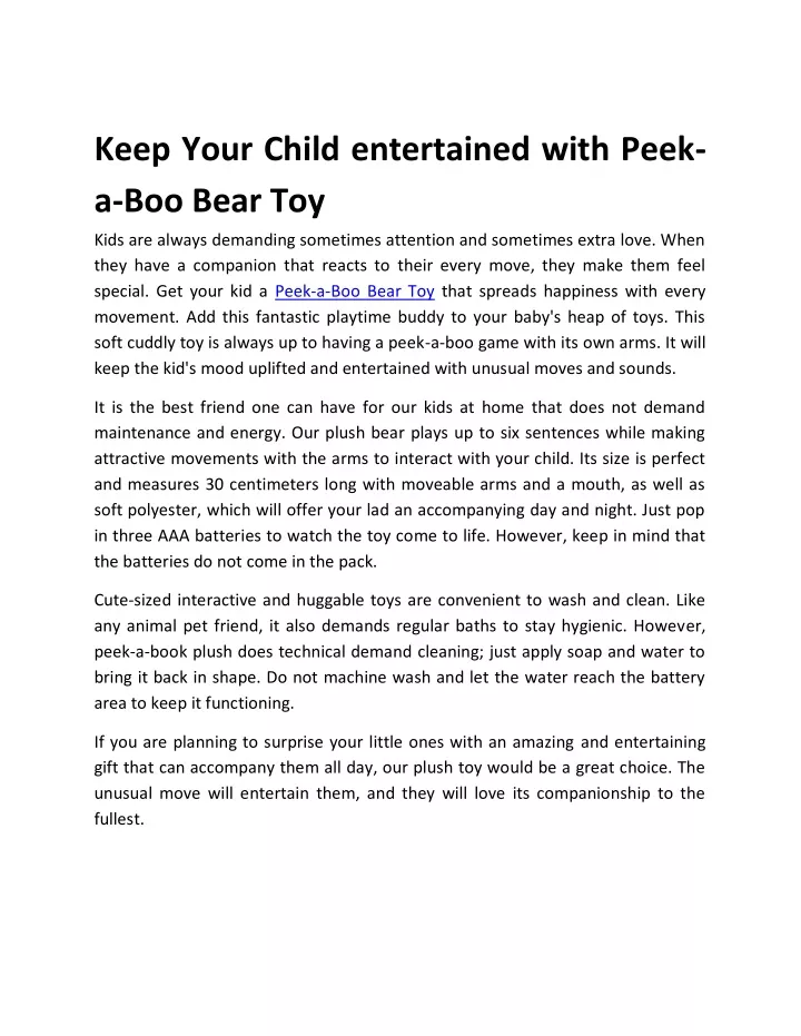 keep your child entertained with peek a boo bear