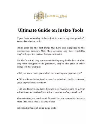 ultimate guide on insize tools