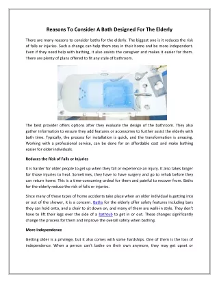 reasons to consider a bath designed