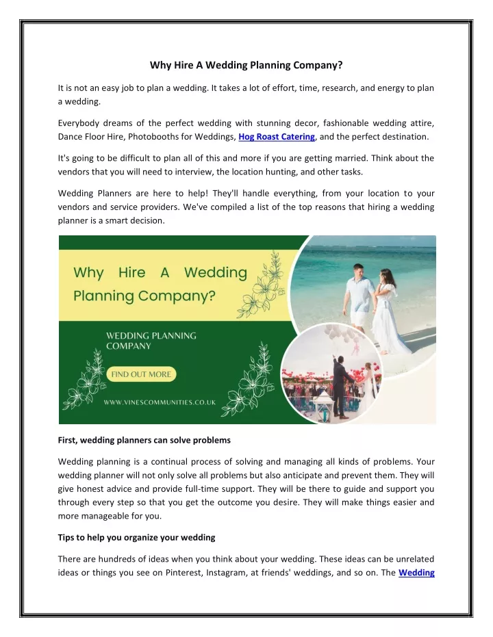 why hire a wedding planning company