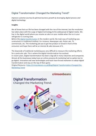 Digital Transformation Changed the Marketing Trend