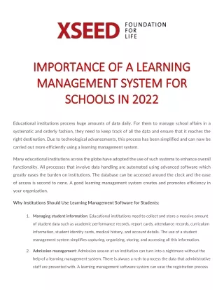 IMPORTANCE OF A LEARNING MANAGEMENT SYSTEM FOR SCHOOLS IN 2022
